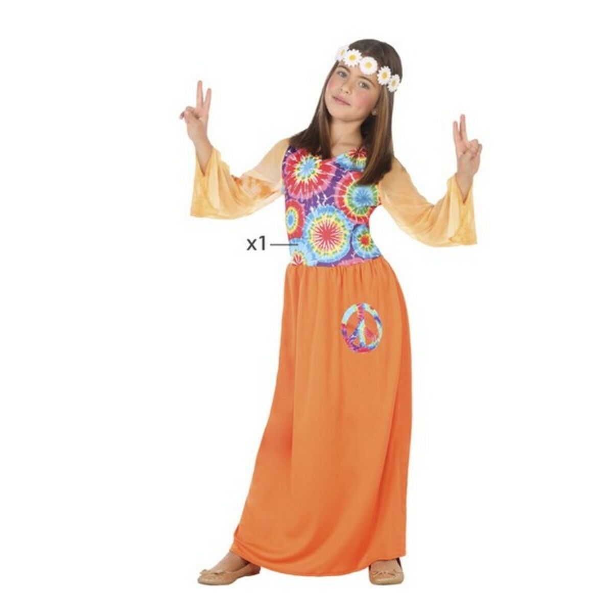 Costume for Children Hippie Orange (1 Pc) - Little Baby Shop