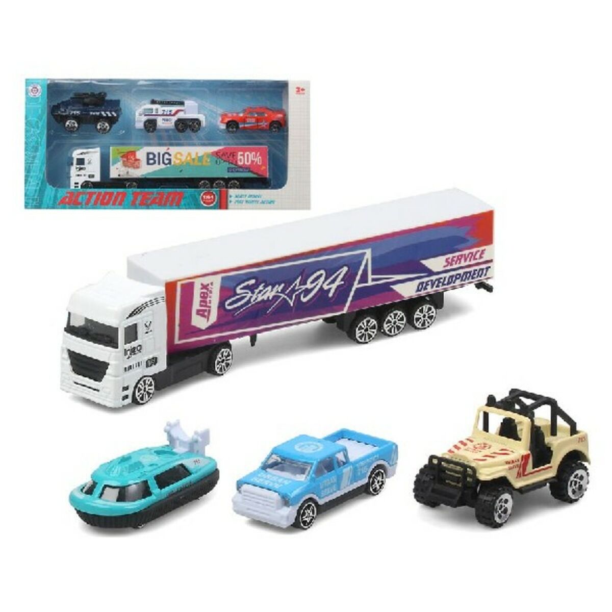 Vehicle Carrier Truck Action Team 28 x 13 cm (28 x 13 cm) - Little Baby Shop