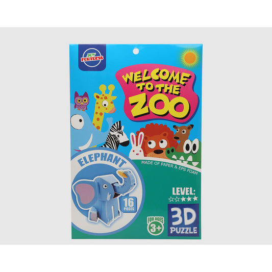 3D Puzzle Zoo Elephant 27 x 18 cm 16 Pieces - Little Baby Shop