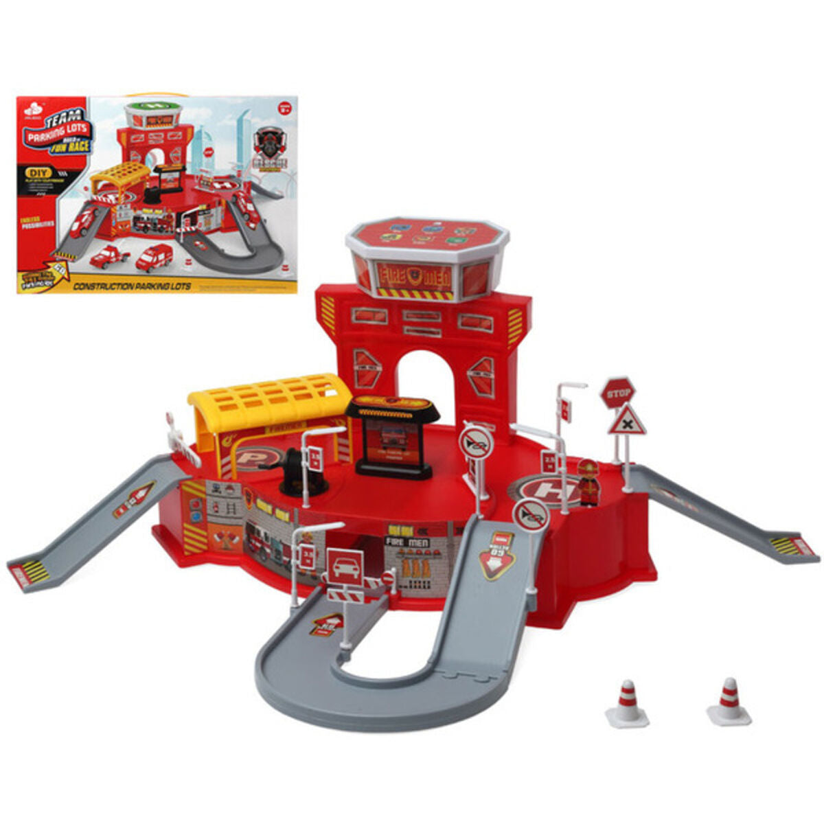 Track with Ramps Red Fire Station 44 x 32 cm - Little Baby Shop