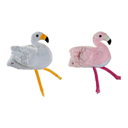 Fluffy toy DKD Home Decor White Pink Children's Pink flamingo 34 x 25 x 27 cm (2 Units) - Little Baby Shop