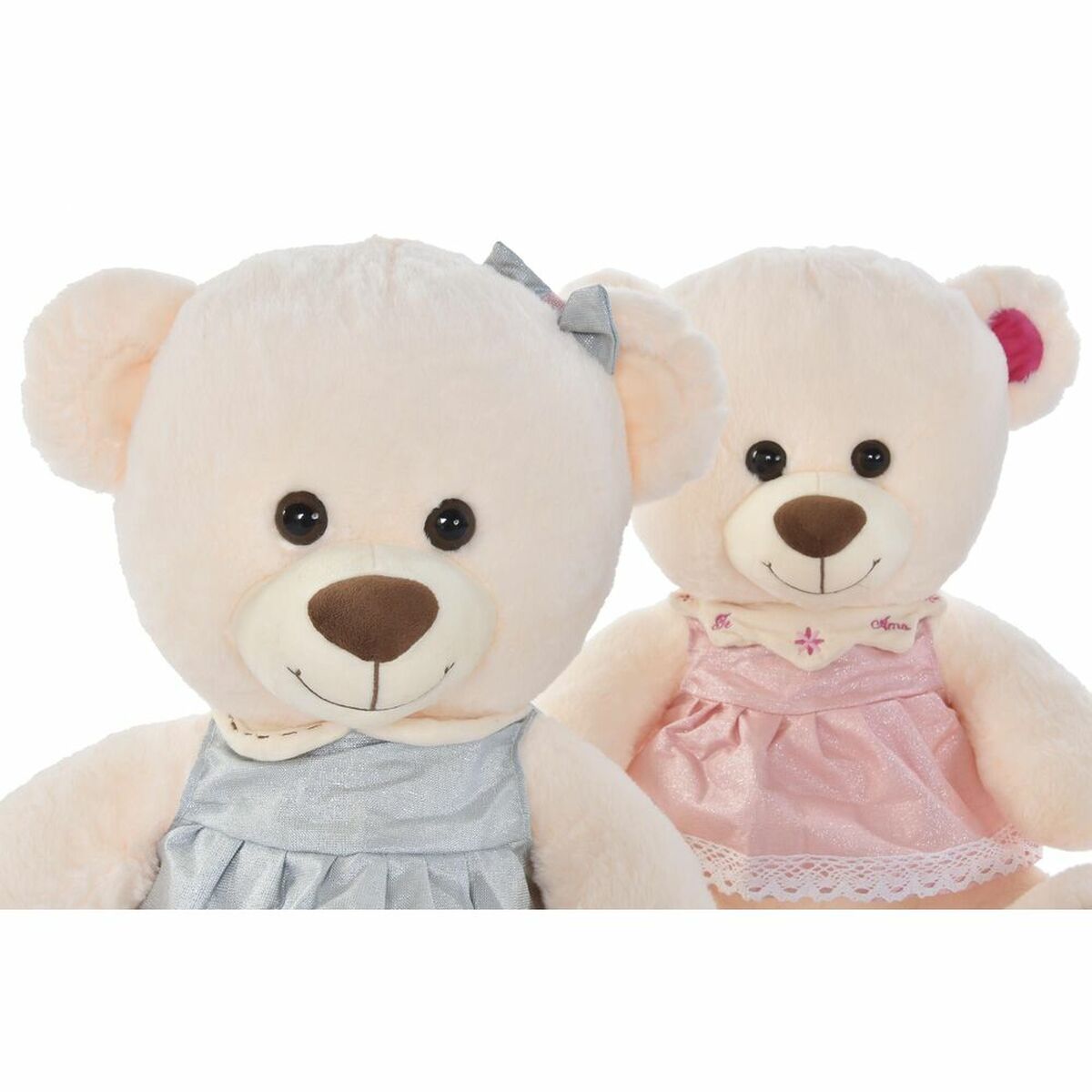 Teddy Bear DKD Home Decor Beige Pink Green Children's 20 x 20 x 50 cm Bear (2 Units) - Little Baby Shop