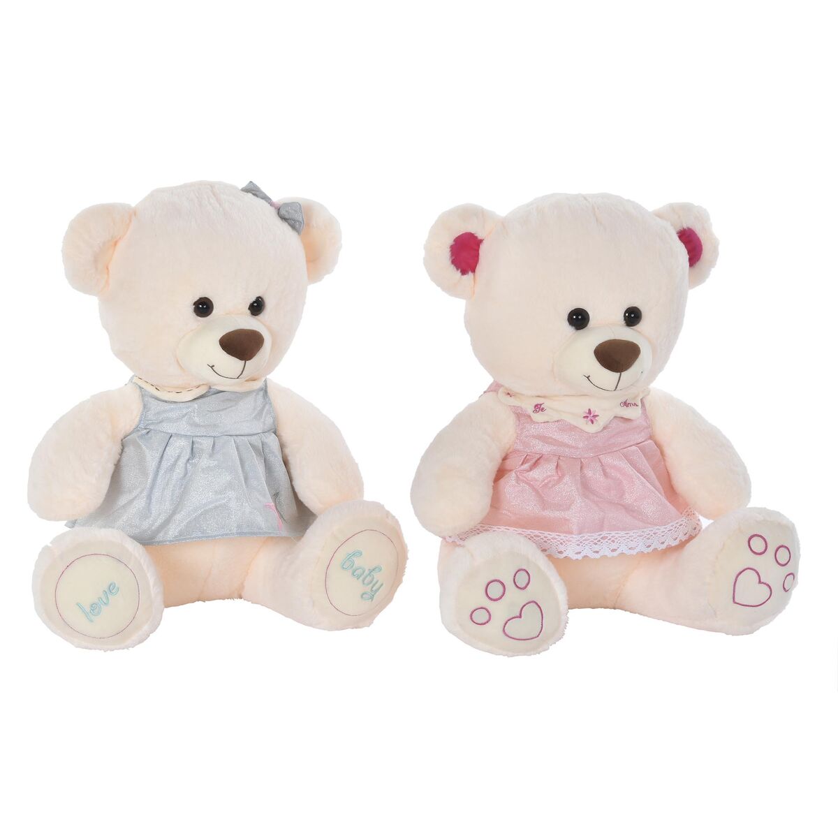Teddy Bear DKD Home Decor Beige Pink Green Children's 20 x 20 x 50 cm Bear (2 Units) - Little Baby Shop