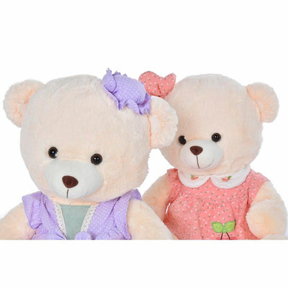 Teddy Bear DKD Home Decor Dress 42 x 20 x 50 cm Beige Pink Lilac Children's Bear (2 Units) - Little Baby Shop