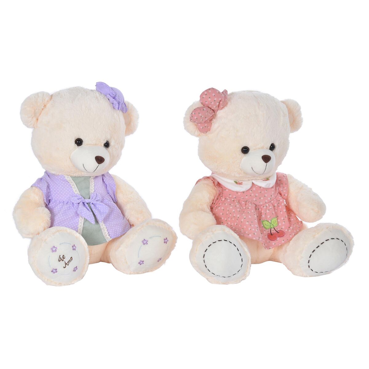 Teddy Bear DKD Home Decor Dress 42 x 20 x 50 cm Beige Pink Lilac Children's Bear (2 Units) - Little Baby Shop