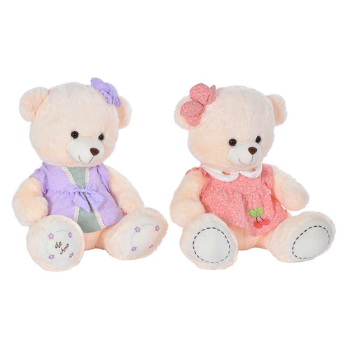 Teddy Bear DKD Home Decor Dress 42 x 20 x 50 cm Beige Pink Lilac Children's Bear (2 Units) - Little Baby Shop