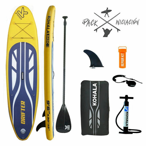 Inflatable Paddle Surf Board with Accessories Kohala Drifter Yellow (290 x 75 x 15 cm) - Little Baby Shop