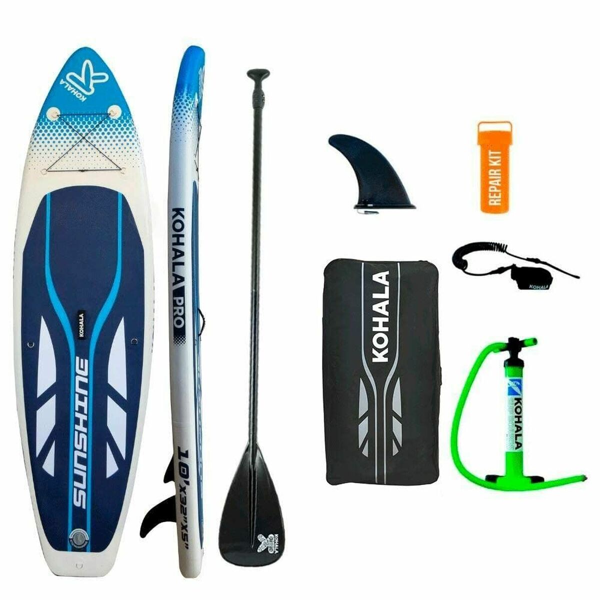 Inflatable Paddle Surf Board with Accessories  Kohala Sunshine White (305 x 81 x 12 cm) - Little Baby Shop