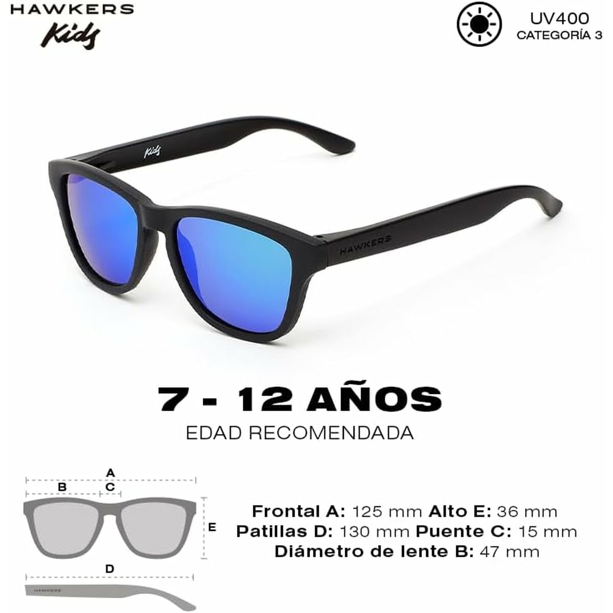 Child Sunglasses Hawkers One Kids Sky Ø 47 mm Black - Little Baby Shop