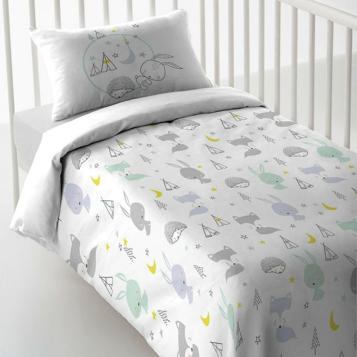 Grey cot quilt cover best sale