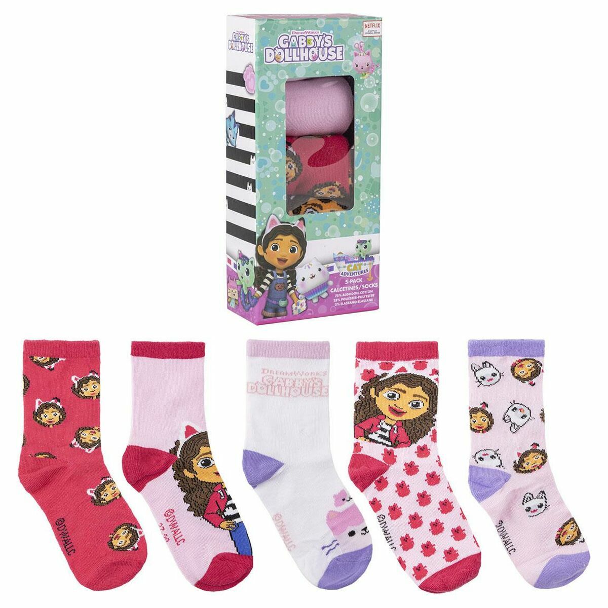 Socks Gabby's Dollhouse 5 Pieces - Little Baby Shop