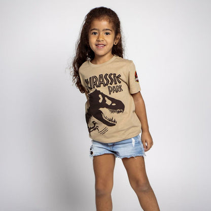 Child's Short Sleeve T-Shirt Jurassic Park Brown - Little Baby Shop