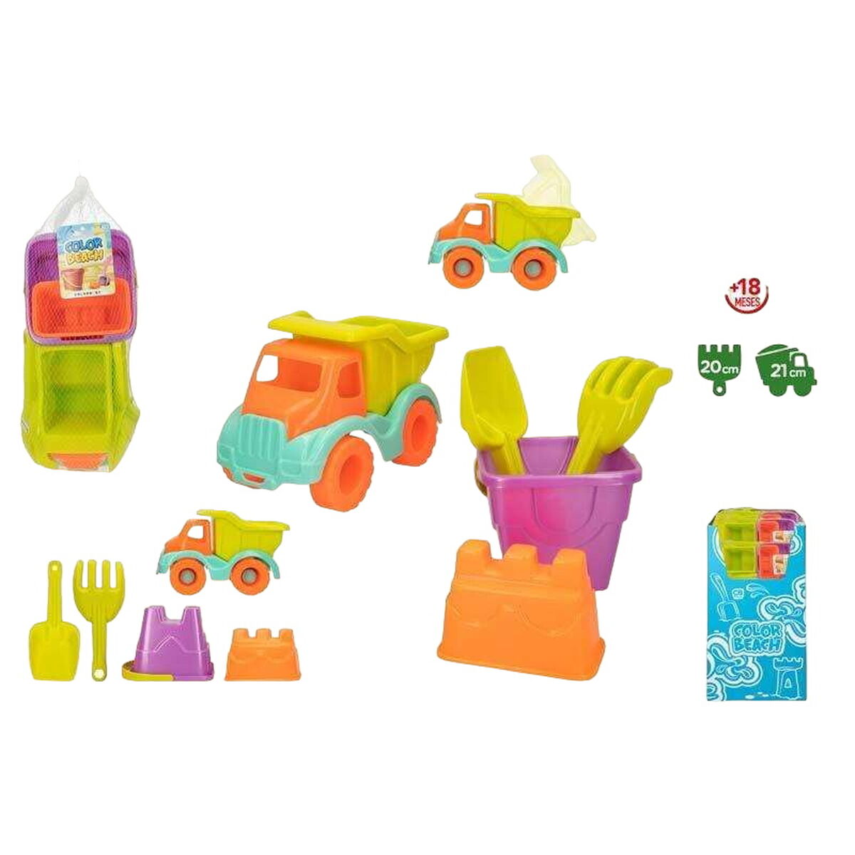 Beach toys set Colorbaby Tipper Truck 21 cm 5 Pieces - Little Baby Shop