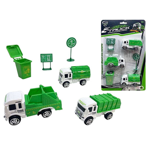 Vehicle Playset Garbage Truck 6 Pieces - Little Baby Shop