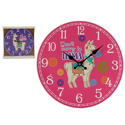 Wall Clock Llama 3 x 33,8 x 33,8 cm (12 Units) - Little Baby Shop