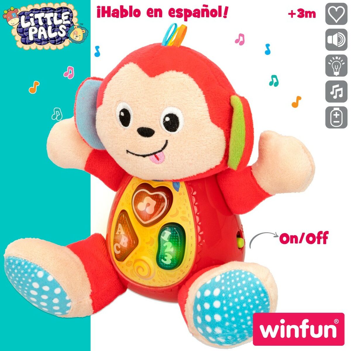 Soft toy with sounds Winfun Monkey 18 x 20,5 x 12,5 cm (6 Units) - Little Baby Shop