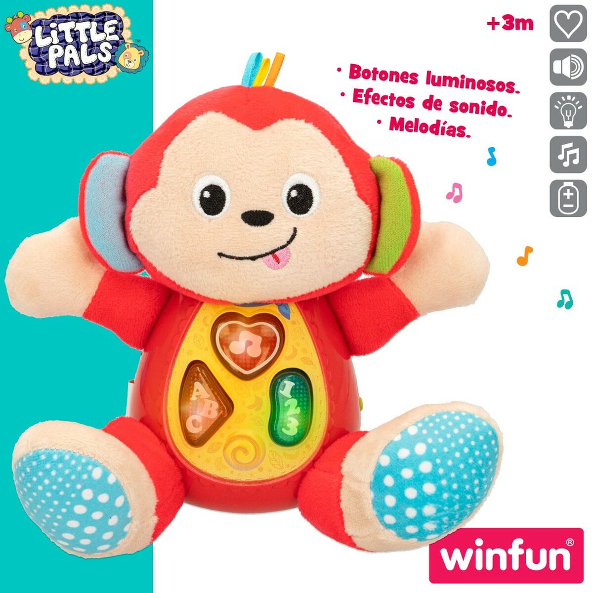 Soft toy with sounds Winfun Monkey 18 x 20,5 x 12,5 cm (6 Units) - Little Baby Shop