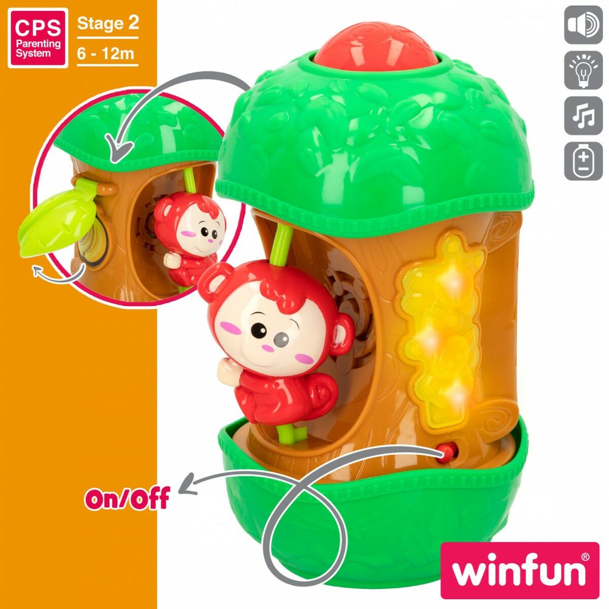 Interactive Toy for Babies Winfun Monkey 11,5 x 20,5 x 11,5 cm (6 Units) - Little Baby Shop