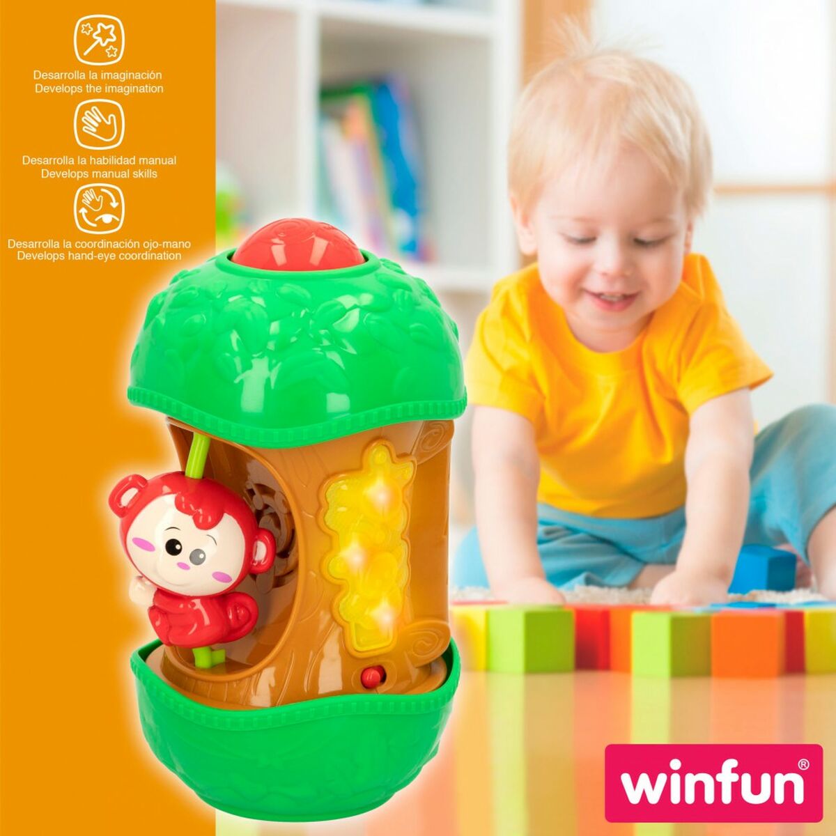 Interactive Toy for Babies Winfun Monkey 11,5 x 20,5 x 11,5 cm (6 Units) - Little Baby Shop