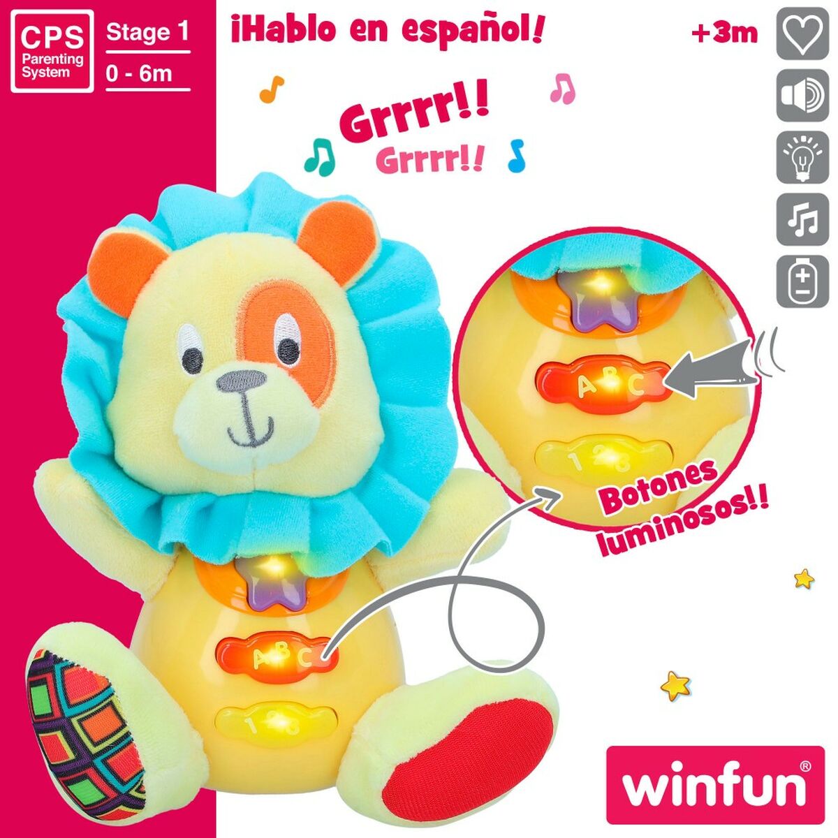 Soft toy with sounds Winfun Lion 15 x 15 x 9 cm (6 Units) - Little Baby Shop