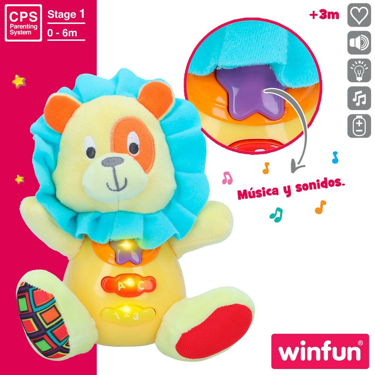 Soft toy with sounds Winfun Lion 15 x 15 x 9 cm (6 Units) - Little Baby Shop