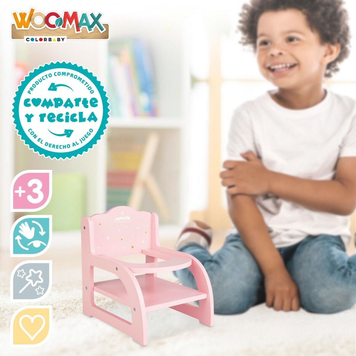 Chair for Dolls Woomax Pink (6 Units) - Little Baby Shop