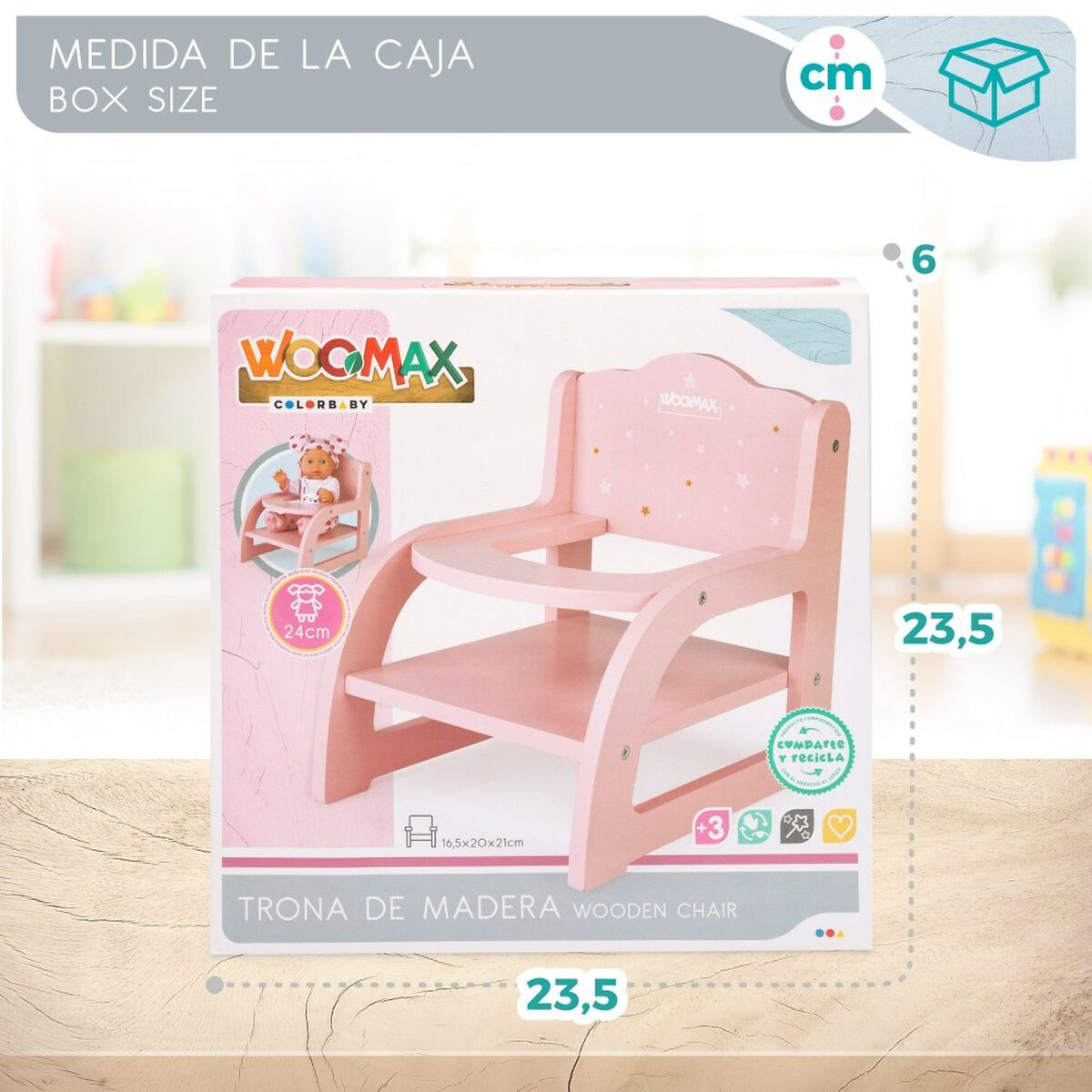 Chair for Dolls Woomax Pink (6 Units) - Little Baby Shop