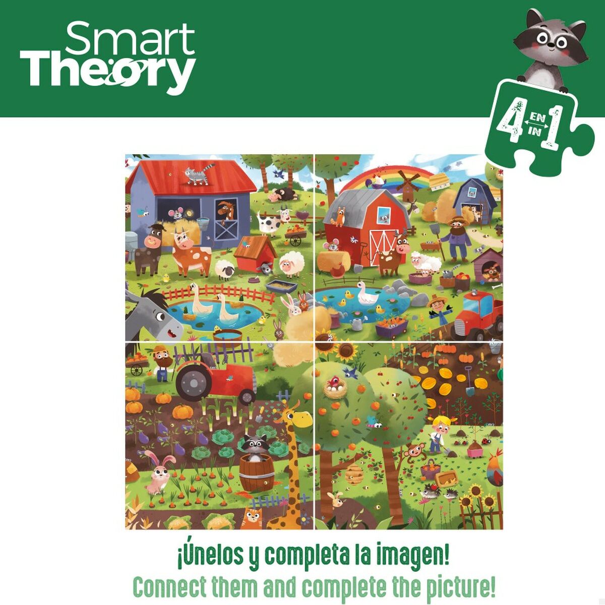 Child's Puzzle Colorbaby 4-in-1 174 Pieces Farm 68 x 68 cm (6 Units) - Little Baby Shop