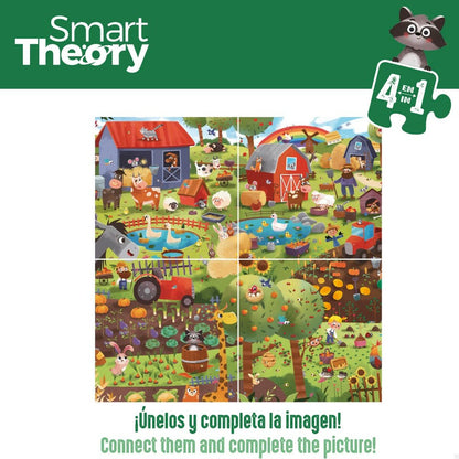 Child's Puzzle Colorbaby 4-in-1 174 Pieces Farm 68 x 68 cm (6 Units) - Little Baby Shop