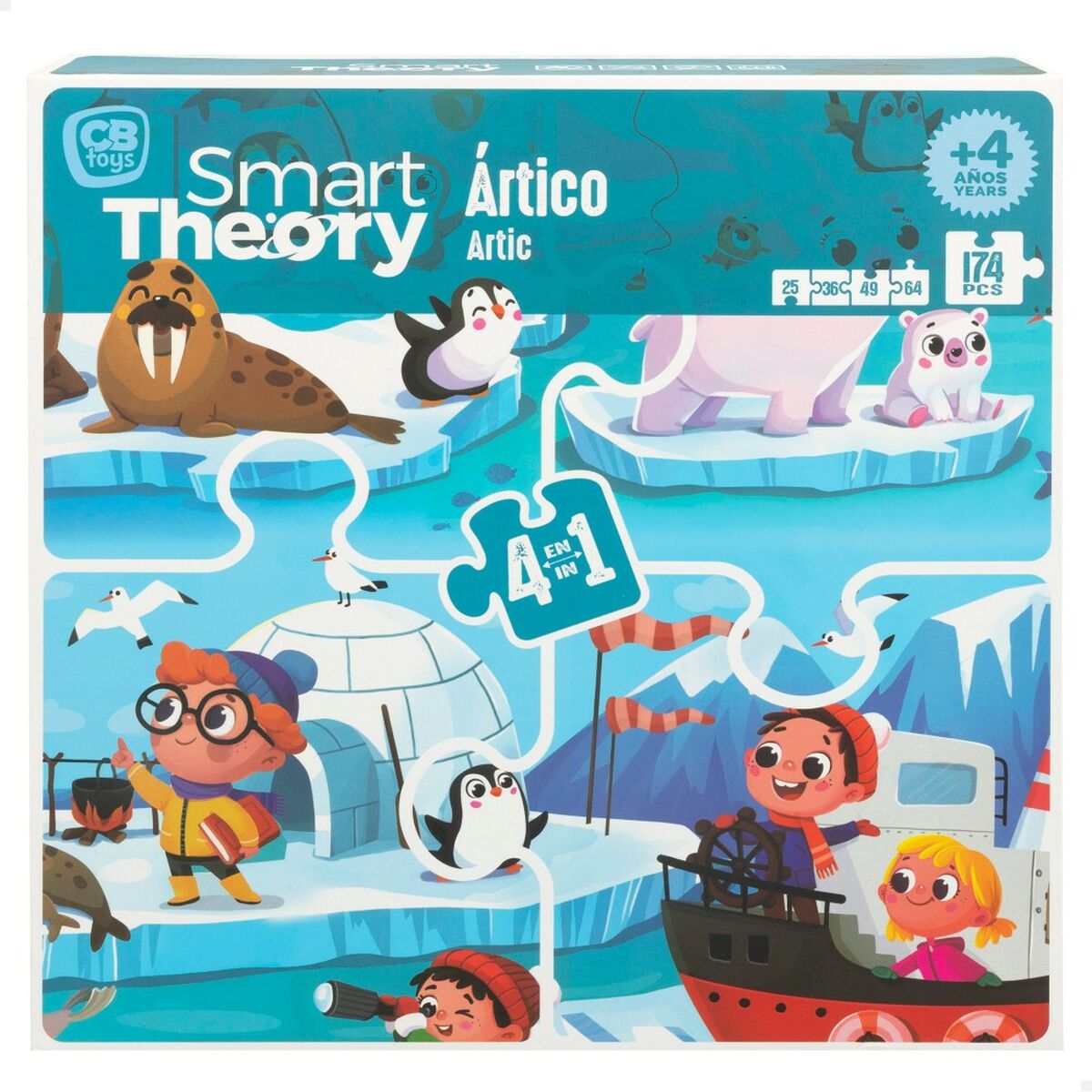 Child's Puzzle Colorbaby Artic 4-in-1 174 Pieces 136 x 34 cm (6 Units) - Little Baby Shop