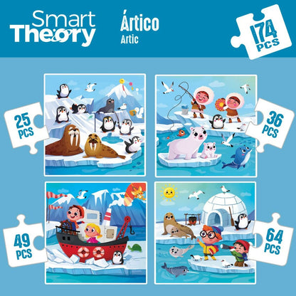 Child's Puzzle Colorbaby Artic 4-in-1 174 Pieces 136 x 34 cm (6 Units) - Little Baby Shop