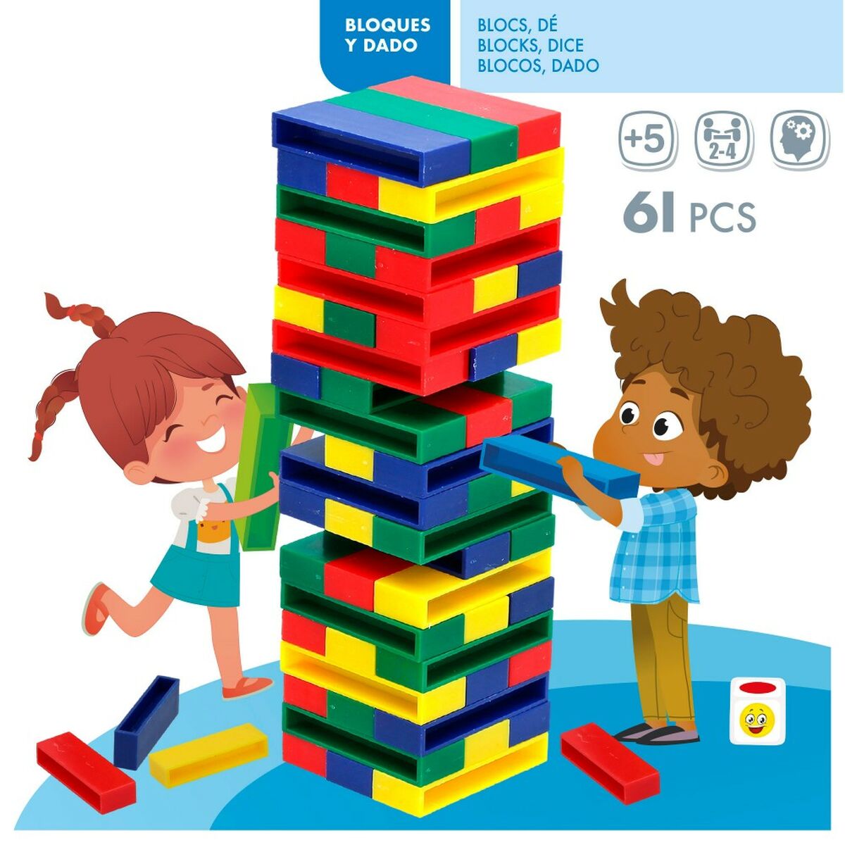 Building Blocks Colorbaby 5 x 1 x 1,5 cm (12 Units) (61 Pieces) - Little Baby Shop