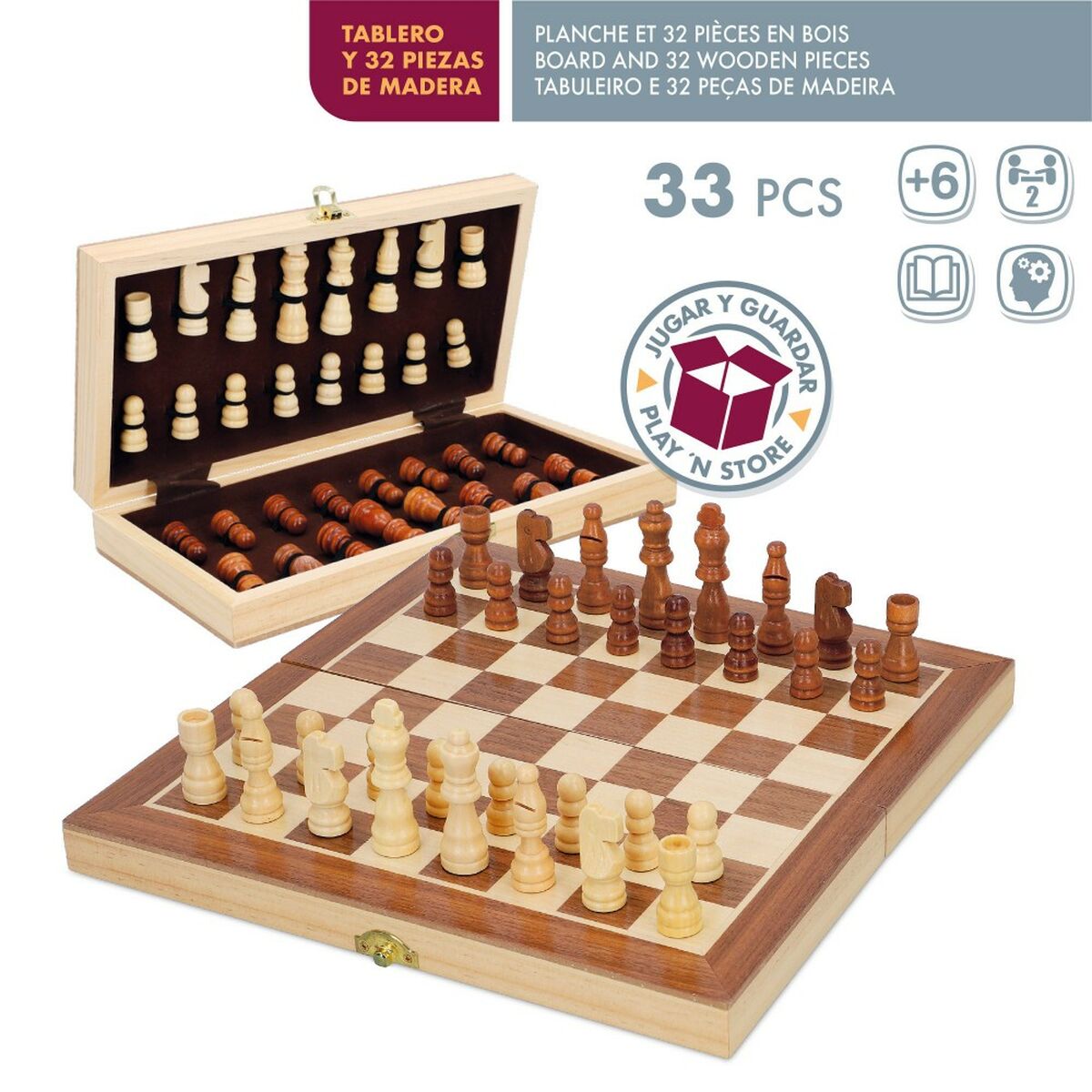 Chess Colorbaby Wood (6 Units) - Little Baby Shop