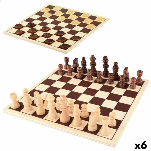 Chess and Checkers Board Colorbaby Wood Metal (6 Units) - Little Baby Shop