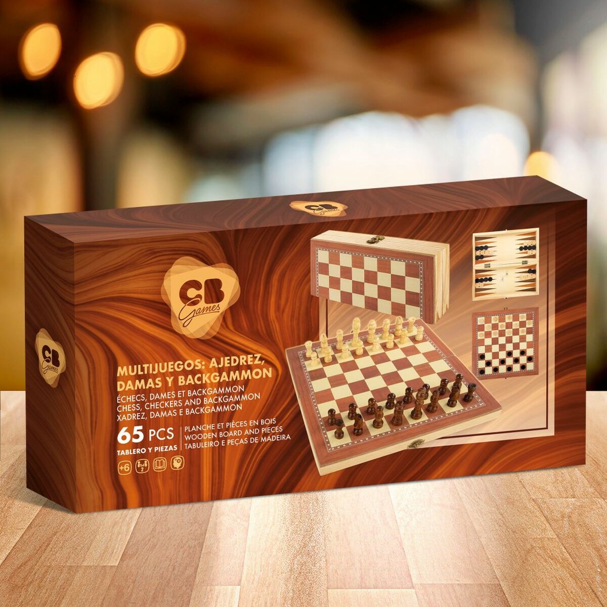 Chess and Checkers Board Colorbaby Backgammon Wood (6 Units) - Little Baby Shop