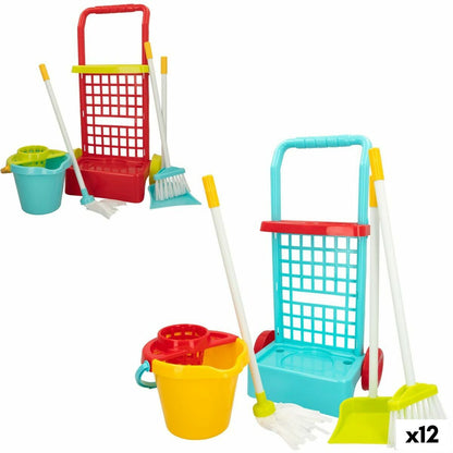 Cleaning Trolley with Accessories Colorbaby Toy 5 Pieces 30,5 x 55,5 x 19,5 cm (12 Units) - Little Baby Shop