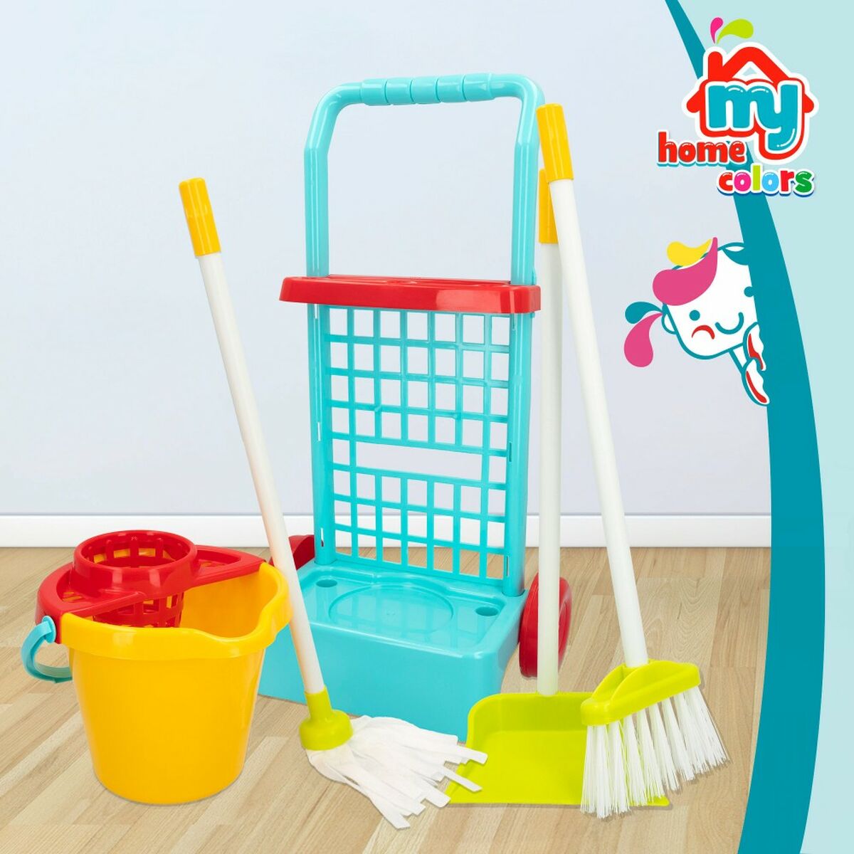 Cleaning Trolley with Accessories Colorbaby Toy 5 Pieces 30,5 x 55,5 x 19,5 cm (12 Units) - Little Baby Shop