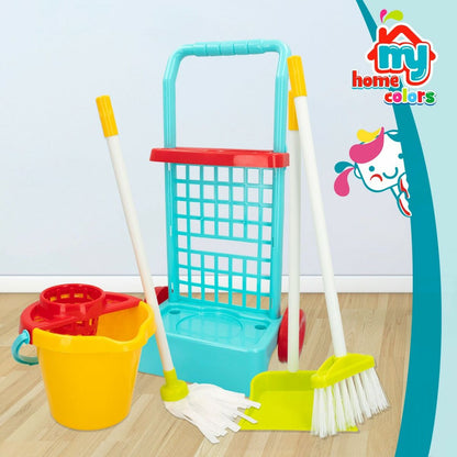 Cleaning Trolley with Accessories Colorbaby Toy 5 Pieces 30,5 x 55,5 x 19,5 cm (12 Units) - Little Baby Shop