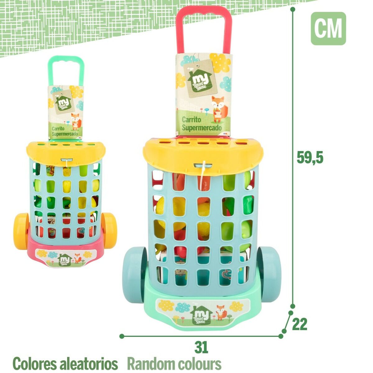 Shopping cart Colorbaby My Home Toy 12 Pieces 15 x 10 x 6 cm 8 Units - Little Baby Shop