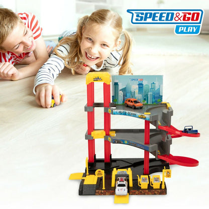 Car park with Cars Speed & Go 37 x 29 x 25 cm (4 Units) - Little Baby Shop