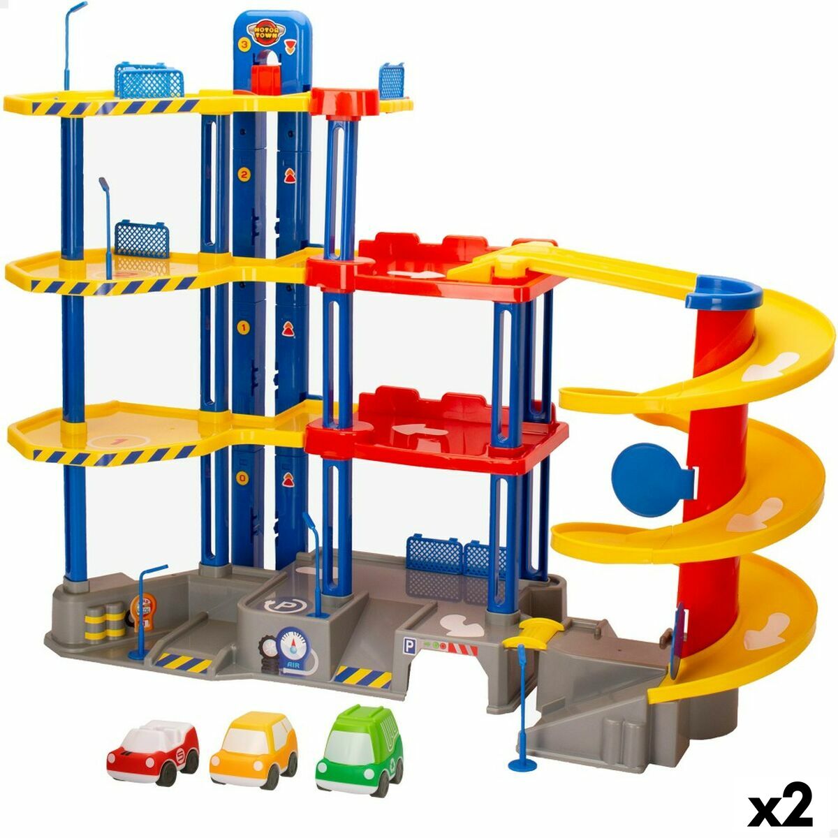 Car park with Cars Motor Town 4 levels 70 x 55 x 28 cm (2 Units) - Little Baby Shop