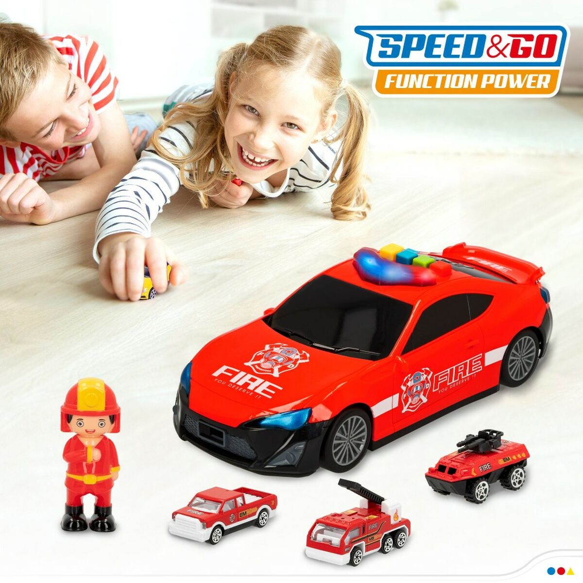 Vehicle Playset Speed & Go Fireman Light Sound 1:64 (4 Units) - Little Baby Shop