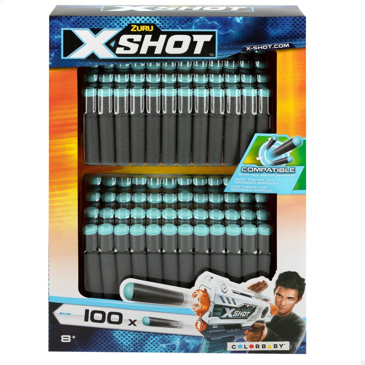 Darts Zuru X-Shot 100 Pieces 1,3 x 6,7 x 1,3 cm (12 Units) - Little Baby Shop