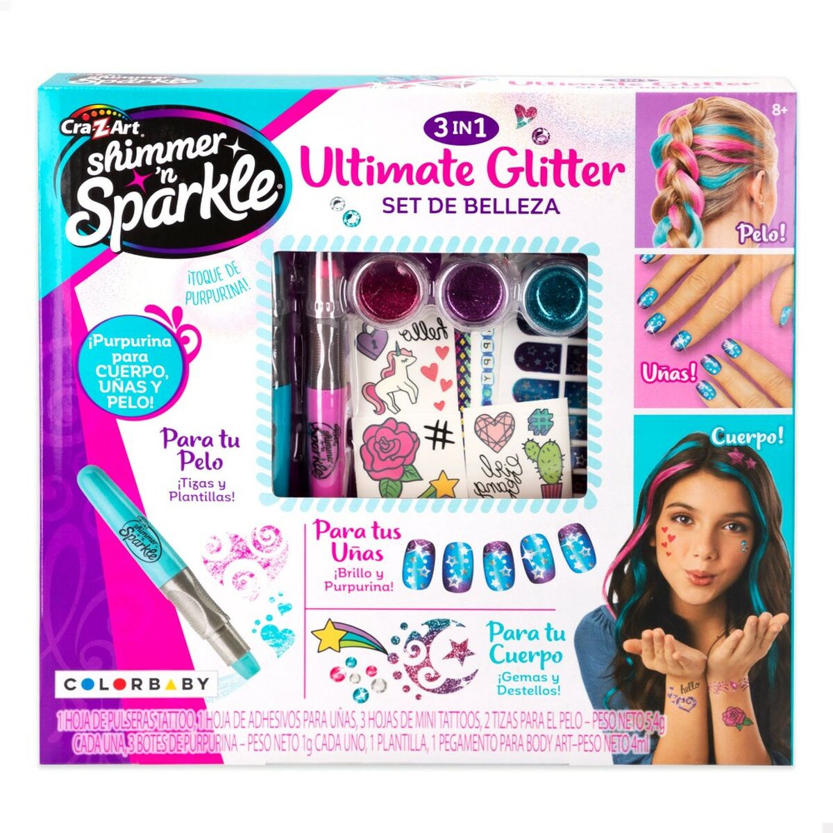 Beauty Kit Cra-Z-Art Children's Nails Hair Body Glitter 4 Units - Little Baby Shop