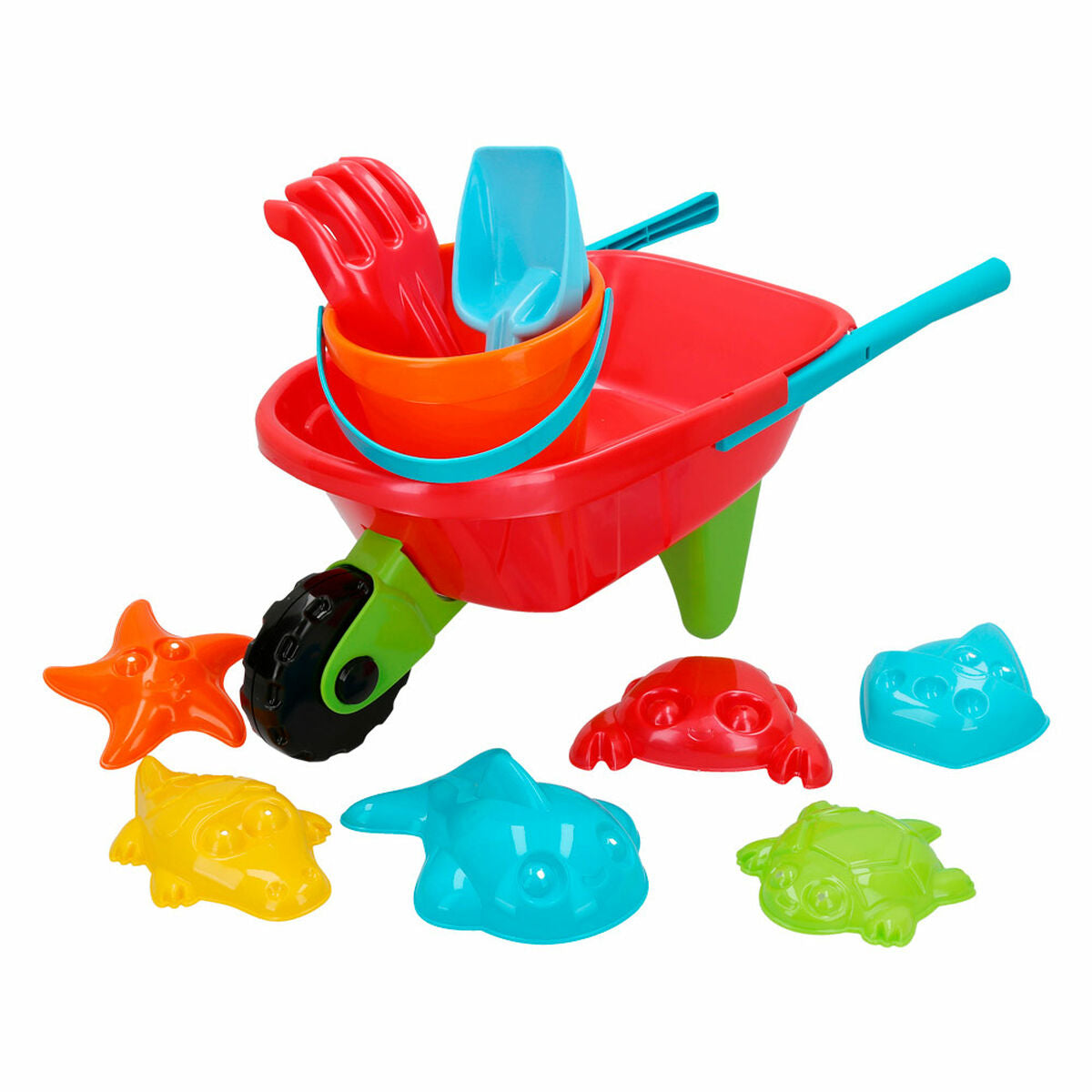 Beach toys set Colorbaby Wheelbarrow polypropylene (10 Units) - Little Baby Shop