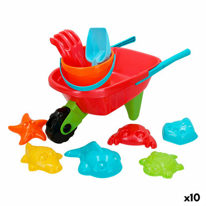 Beach toys set Colorbaby Wheelbarrow polypropylene (10 Units) - Little Baby Shop