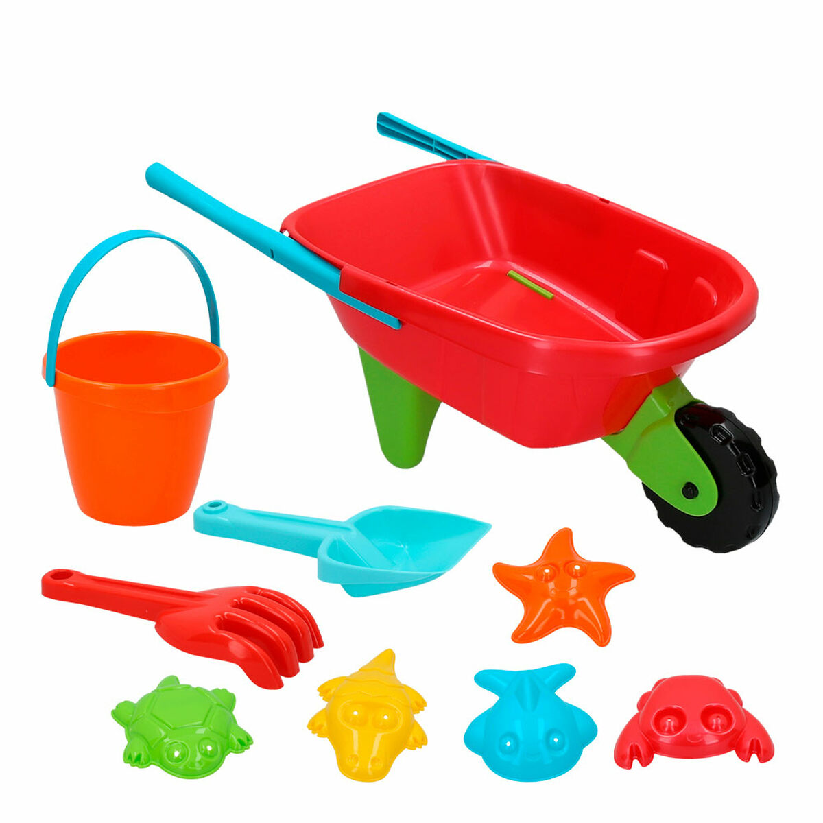 Beach toys set Colorbaby Wheelbarrow polypropylene (10 Units) - Little Baby Shop