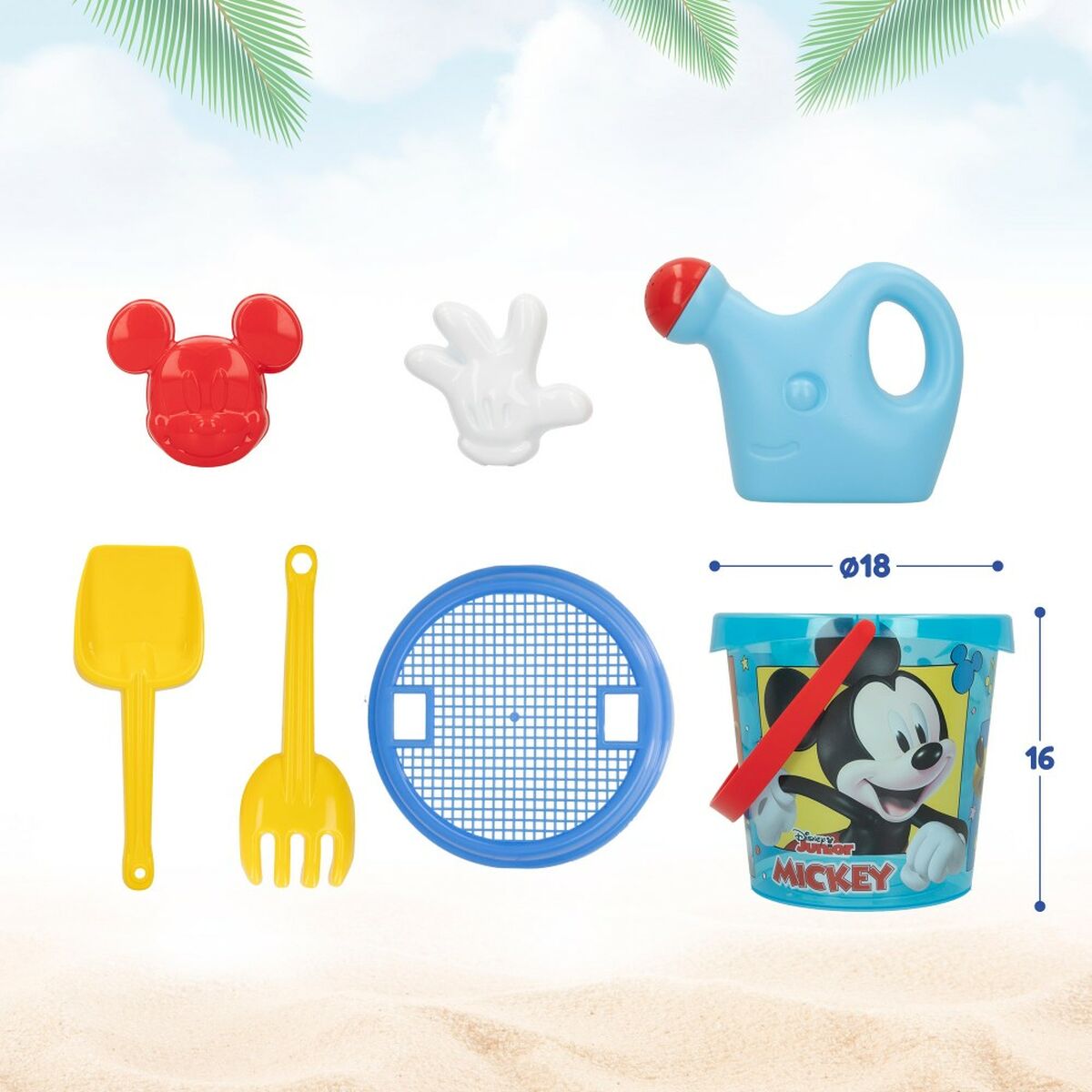 Beach toys set Mickey Mouse Ø 18 cm polypropylene (12 Units) - Little Baby Shop