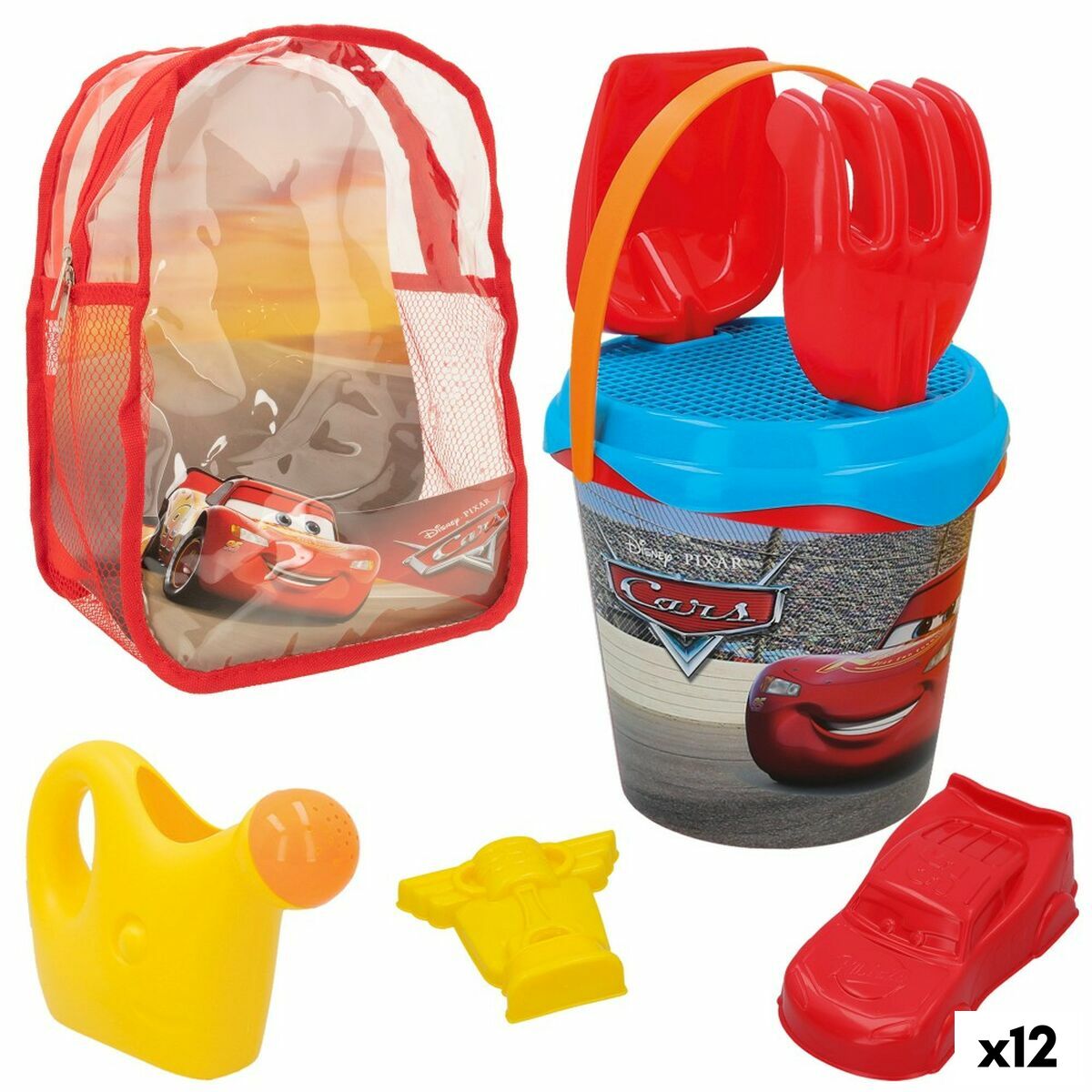 Beach toys set Cars polypropylene (12 Units) - Little Baby Shop