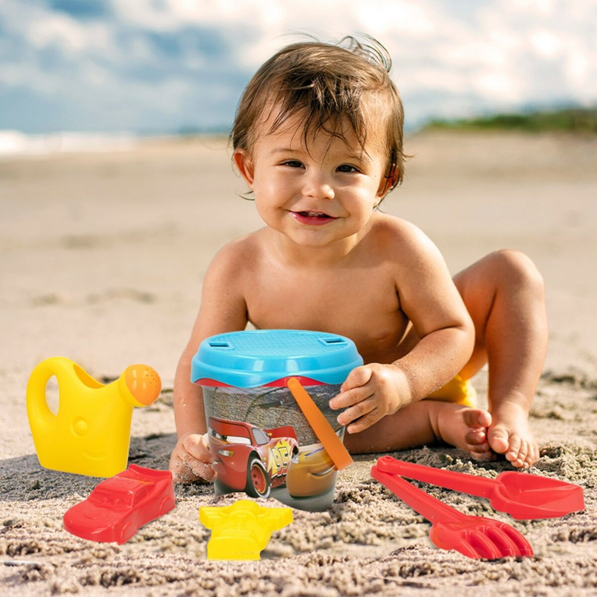 Beach toys set Cars polypropylene (12 Units) - Little Baby Shop